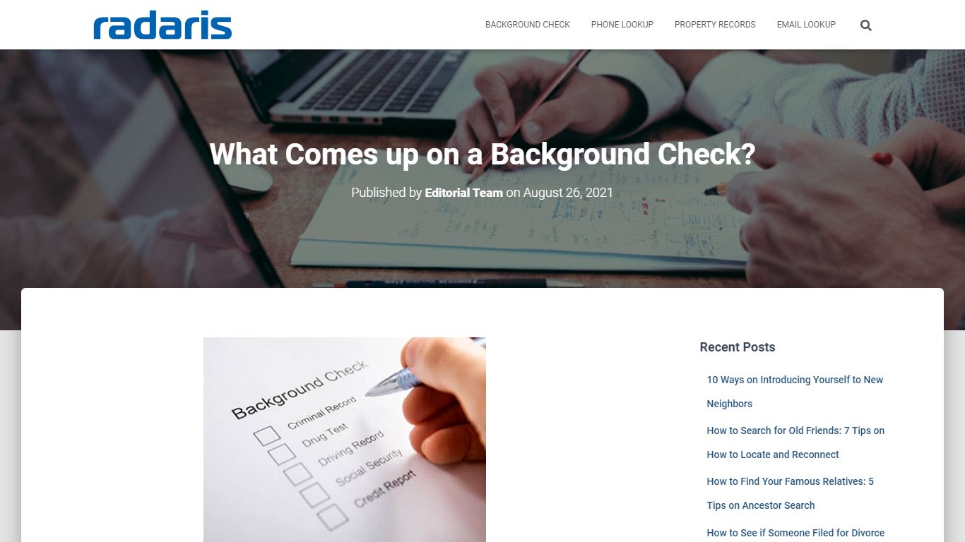 What Shows up on a Background Check: In Common and Depending ... - Radaris